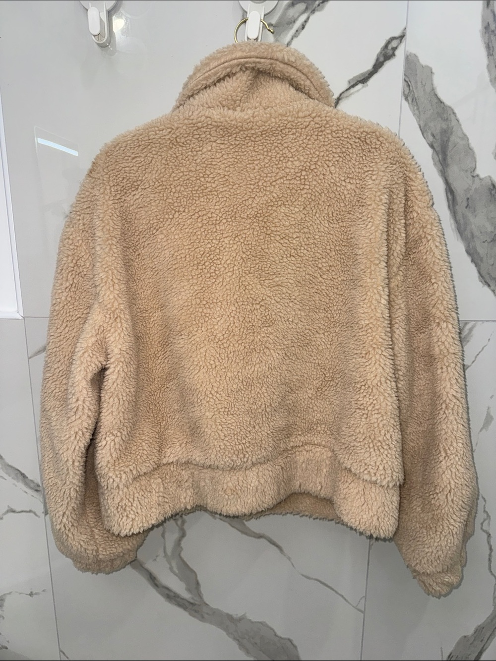 Thread & Supply Plush Thick Teddy Sherpa Fleece Jacket in Beige - Picture 7 of 7